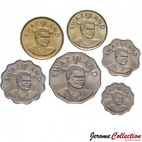 SWAZILAND - SET / LOT de 6 PIECES de 5 10 20 50 Cents 1 2 Lilangeni - 1996 / 2010 – Km45 46 48 49 50 52 –