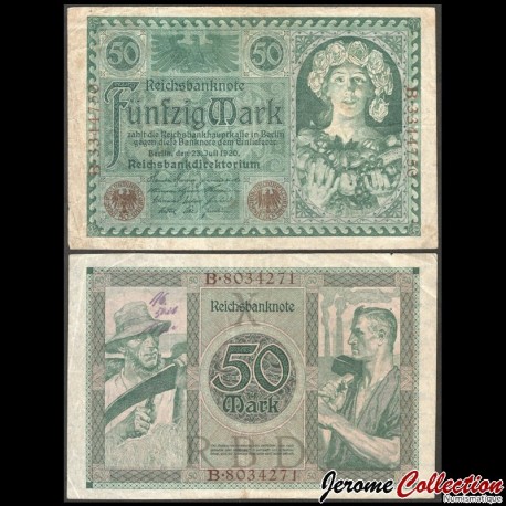 ALLEMAGNE / REICHSBANKNOTE - Billet de 50 Mark - 23.07.1920 – P68b – JeromeCollection