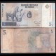 CONGO - Billet de 5 Francs - Rhinocéros Blanc (Hôtel des monnaies) - 1997 – P86A – JeromeCollection
