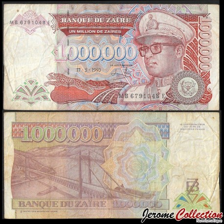 ZAIRE - Billet de 1000000 Zaires - Le pont Matadi - HDM - 17.05.1993 – P45b1 – JeromeCollection