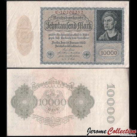 ALLEMAGNE / REICHSBANKNOTE - Billet de 10000 Mark - Jeune homme - 19.01.1922 – P72a – JeromeCollection
