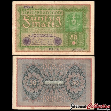 ALLEMAGNE / REICHSBANKNOTE - Billet de 50 Mark - Reihe 4 - 24.06.1919 – P66d – JeromeCollection
