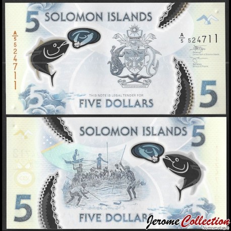SALOMON (ILES) - Billet de 5 Dollars - POLYMER - Pêche au thon - 2022 – P38b – JeromeCollection