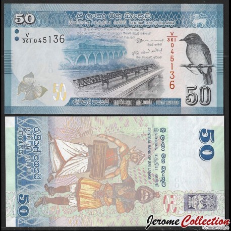 SRI LANKA - Billet de 50 Roupies - Oiseau gobemouche - 15.09.2021 – P124h – JeromeCollection