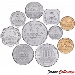 SRI LANKA - SET / LOT de 10 PIECES de 1 2 5 25 50 Cents 1 2 5 10 Roupies - 1975 / 2017 – Km135 136 137 138 139 140 141