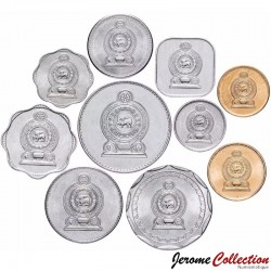 SRI LANKA - SET / LOT de 10 PIECES de 1 2 5 25 50 Cents 1 2 5 10 Roupies - 1975 / 2017
