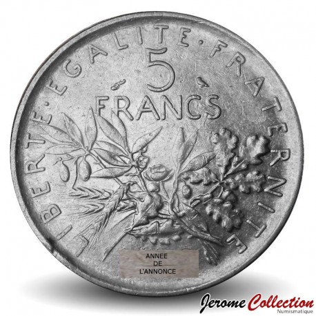 FRANCE - PIECE de 5 Francs - Semeuse - (Graveur Raymond Joly) - 1972 – Km942 – JeromeCollection