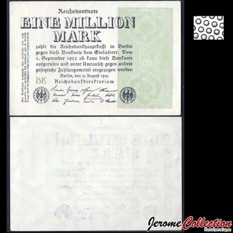 ALLEMAGNE / REICHSBANKNOTE - Billet de 1000000 Mark - 09.08.1923 – P102b – JeromeCollection
