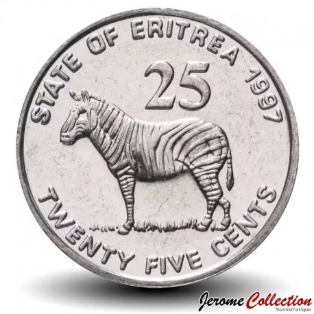 ERYTHREE - PIECE de 25 Cents - Zèbre - 1997 – JeromeCollection