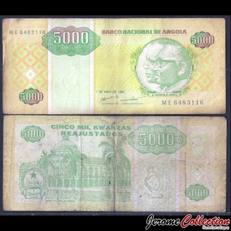 ANGOLA - Billet de 5000 Kwanzas Reajustados - Banco Nacional de Angola - 1.05.1995 – P136 – JeromeCollection