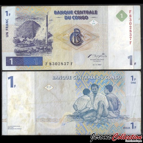 CONGO - Billet de 1 Franc - La Gécamines / Patrice Lumumba - 1997 – P85 – JeromeCollection