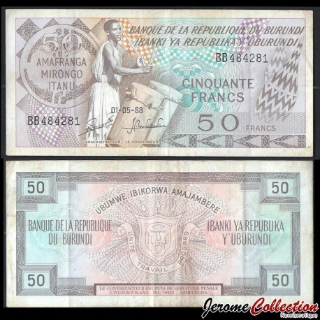 BURUNDI - Billet de 50 Francs - Musicien - 01.05.1988 – P28c1 – JeromeCollection