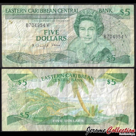ETATS DE LA CARAIBE ORIENTALE / Saint-Vincent-et-les Grenadines - Billet de 5 Dollars - 1988 – P22v2 – JeromeCollection