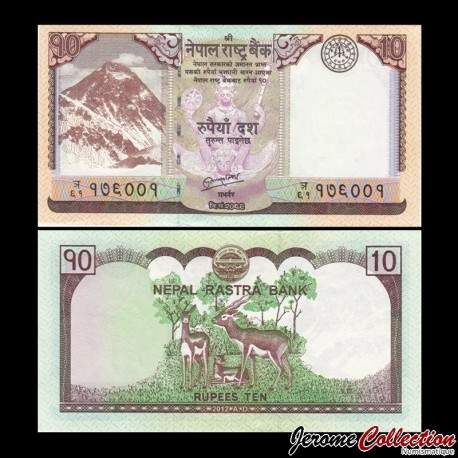 NÉPAL - Billet de 10 Roupies - Antilopes - 2012
