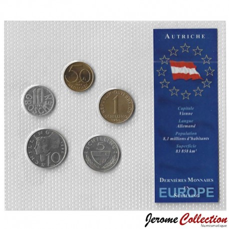 AUTRICHE - SET / LOT de 5 PIECES de 10 50 Groschen 1 5 10 Schillings - 1987 / 1995 – Km2878 2885 2886 2889 2918 –