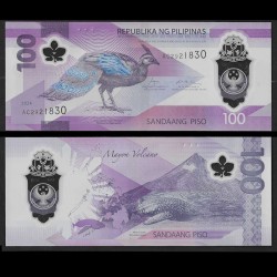 PHILIPPINES - Billet de 100 Piso - Paon-faisan de Palawan - Polymer - 2024