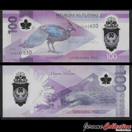 PHILIPPINES - Billet de 100 Piso - Paon-faisan de Palawan - Polymer - 2024 – P238 – JeromeCollection