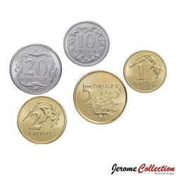 POLOGNE - SET / LOT de 5 PIECES - 1 2 5 10 20 Groszy - Aigle polonais - 2024 – Y283 284 972 971 972 – JeromeCollection