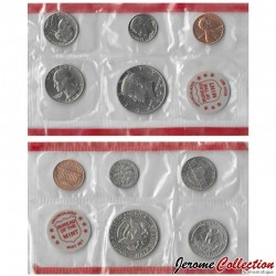 ETATS UNIS / USA - SET / LOT de 6 PIECES de 1 5 10 Cents 1/4 1/2 DOLLAR - 1972 - D – Km164a 192 195a 201a 202b –