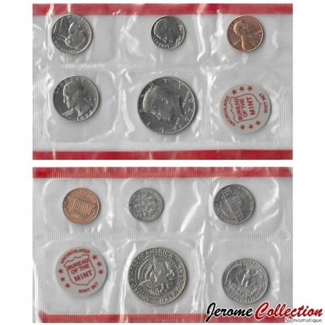 ETATS UNIS / USA - SET / LOT de 6 PIECES de 1 5 10 Cents 1/4 1/2 DOLLAR - 1972 - D – Km164a 192 195a 201a 202b –