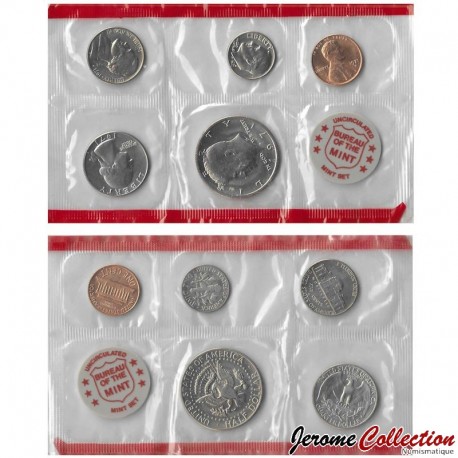 ETATS UNIS / USA - SET / LOT de 6 PIECES de 1 5 10 Cents 1/4 1/2 DOLLAR - 1971 - D – Km164a 192 195a 201a 202b –
