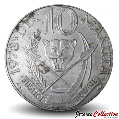 ZAIRE - PIECE de 10 Makuta - Joseph Désiré Mobutu - 1978 – Km7 – JeromeCollection