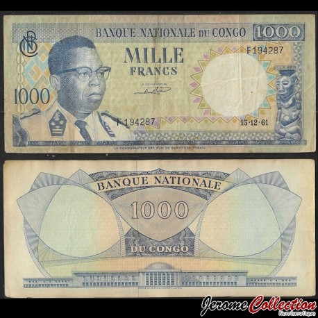 CONGO - Billet de 1000 Francs - President Joseph Kasavubu - 15.12.1961 – P8a2 – JeromeCollection