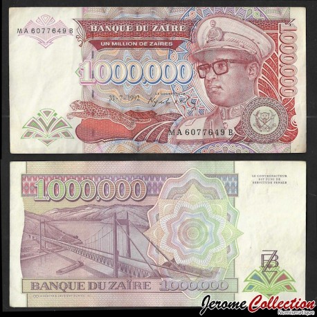 ZAIRE - Billet de 1000000 Zaires - Le pont Matadi - MA - 31.07.1992 – P44a2 – JeromeCollection