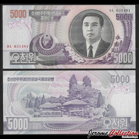 COREE DU NORD - Billet de 5000 Won - Kim Il Sung - 6ch - 2006 – P46c1 – JeromeCollection
