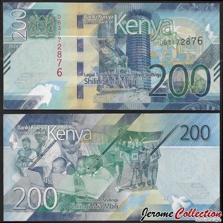 KENYA - Billet de 200 Shillings - Centre de convention international Kenyatta - 2024 – P54b – JeromeCollection