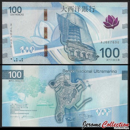MACAO - BNU - Billet de 100 Patacas - Carte de Macao en 1949 - 18.05.2020 – P93 – JeromeCollection