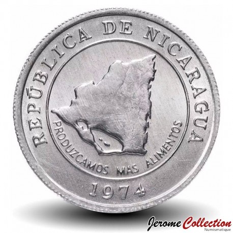 NICARAGUA - PIECE de 10 Centavos - Carte du Nicaragua - FAO - 1974 – Km29 – JeromeCollection