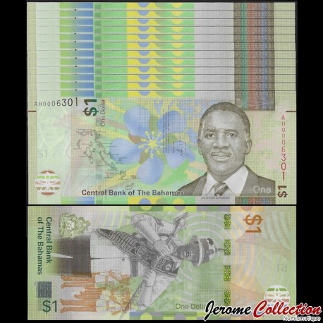 BAHAMAS - Lot de 10 Billets de 1 Dollar - Sir Lynden O. 