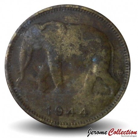 CONGO BELGE - PIECE de 1 Franc - Éléphant Africain - 1944 – Km26 – JeromeCollection