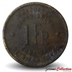 CONGO BELGE - PIECE de 1 Franc - Éléphant Africain - 1944