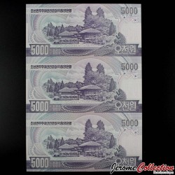 COREE DU NORD - PLANCHE de 3 Billets de 5000 Won - 2006