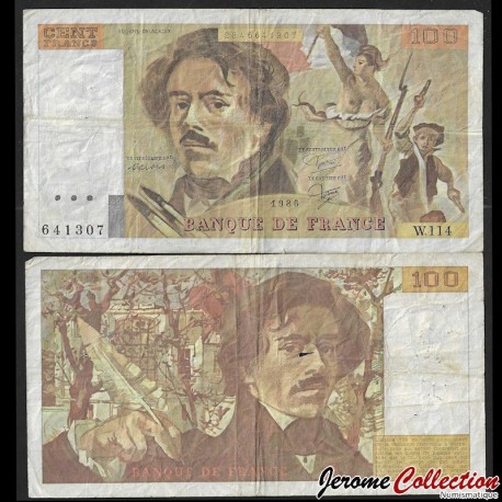 FRANCE - Billet de 100 Francs - Eugène Delacroix - 1986 – P154b8 – JeromeCollection