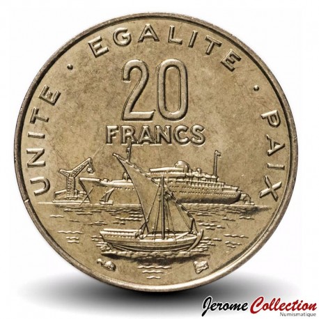 DJIBOUTI - PIECE de 20 FRANCS - Vue du port de Djibouti - 1996 – Km24 – JeromeCollection