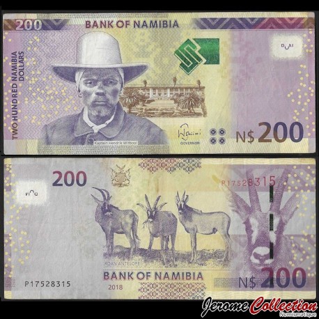 NAMIBIE - Billet de 200 Dollars - Capitaine Hendrik Witbooi - Antilopes rouanne - 2018 – P15c – JeromeCollection