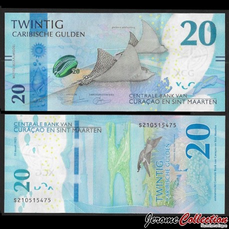 CURACAO ET SAINT MARTIN - Billet de 20 FLORIN CARIBEEN - Raie léopard - 31.03.2025 – P2 – JeromeCollection
