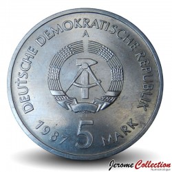 ALLEMAGNE DE L'EST / DDR / RDA - PIECE de 5 Mark - 750 ans de Berlin - Quartier Nicolai - 1987
