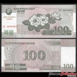 COREE DU NORD - Billet de 100 Won - Magnolia - 100e anniversaire de la naissance de Kim Il Sung [Avec UV] - 2012 –