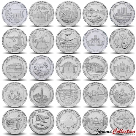 SRI LANKA - SET / LOT de 25 PIECES de 10 Roupies - Les districts du SRI LANKA - 2013 – Km190 à Km214 – JeromeCollection