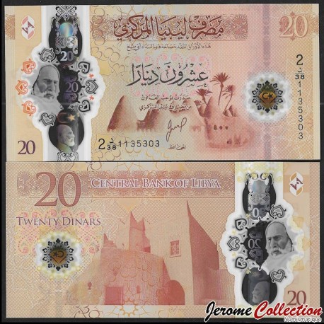 LIBYE - Billet de 20 Dinars - Polymer - Mosquée Al-Atiq - 2025 – P87 – JeromeCollection
