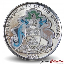 BAHAMAS - PIECE de 55 CENTS - 50 ans de la Banque centrale des Bahamas - Colorisée - 2024