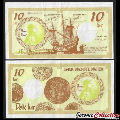BRETAGNE / Bank Broadel Breizh - Billet de 10 LUR - Jean IV de Bretagne - 1992 – N449351 – JeromeCollection