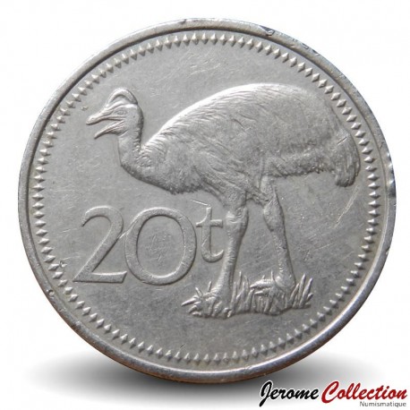 PAPOUASIE NOUVELLE GUINEE - PIECE de 20 Toea - Oiseau Casoar - 1975 – Km5 – JeromeCollection