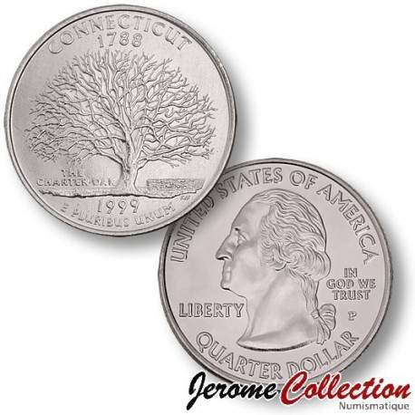 ETATS UNIS / USA - PIECE de 25 Cents (Quarter States) - Connecticut - 1999 - P [Sous scellé us MINT] – Km297 –