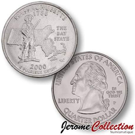 ETATS UNIS / USA - PIECE de 25 Cents (Quarter States) - Massachusetts - 2000 - P [Sous scellé us MINT] – Km305 –