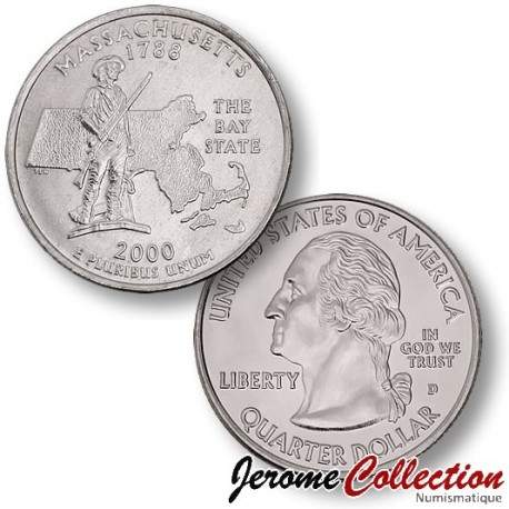 ETATS UNIS / USA - PIECE de 25 Cents (Quarter States) - Massachusetts - 2000 - D [Sous scellé us MINT] – Km305 –
